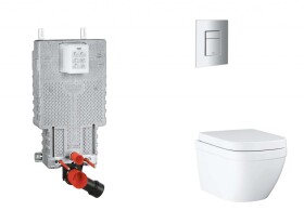 GROHE - Uniset Set předstěnové instalace, klozetu, sedátka SoftClose a tlačítka Skate Cosmopolitan, Triple Vortex, matný chrom SANI15BB2105