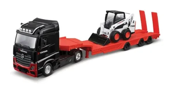Bburago Haulers construction Kamion M-B Actros Gigaspace s Bobcat nakladačem