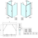 POLYSAN - EASY LINE třístěnný sprchový kout 800-900x1000, pivot dveře, L/P varianta, Brick sklo EL1638EL3438EL3438