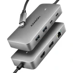 AXAGON HMC-CUB83X2, USB 10Gbps hub, 2x USB-A, USB-C, HDMI DP 4k/144Hz, RJ-45 GLAN, PD 100W, kabel USB-C 15cm (HMC-CUB83X2)