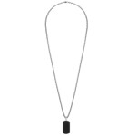 Pánský náhrdelník s černým achátem Andreo - chirurgická ocel, Stříbrná 60 cm