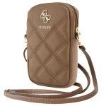 Guess PU Quilted 4G Metal Logo hnědá / Taška na telefon / Se zipem (GUWBZPSQSSGW)