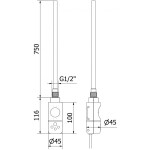 MEXEN/S - Helios radiátor + topná tyč 1800 x 600 mm, 900 W, zlatá W103-1800-600-2900-50
