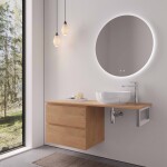 CERANO - Koupelnová skříňka Carole - dub medový + deska pod umyvadlo Navira Slim - 18 mm + konzole chrom - 120x46x49,8 CER-606117