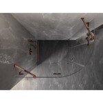 MEXEN/S - Lunar sprchový kout čtvrtkruh křídlový levá 90 x 70, transparent, růžové zlato 833-090L-070P-60-00