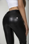 Dámské kalhoty Black Leather Mid Waist XL bordó