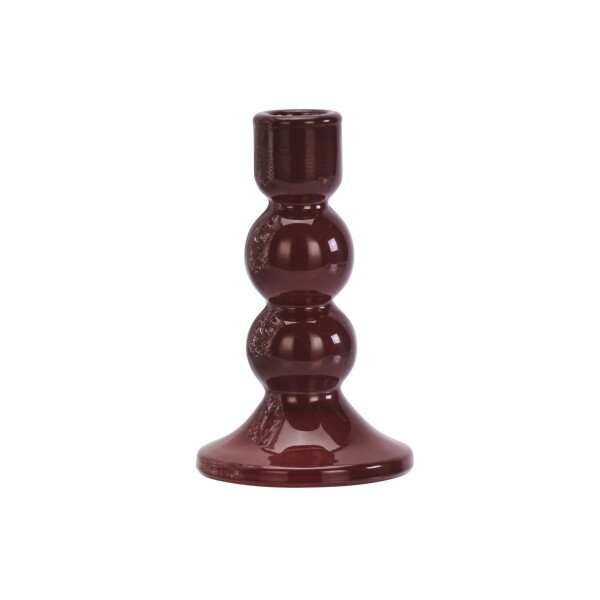 MADAM STOLTZ Skleněný svícen Maroon 14,5 cm, červená barva, sklo
