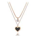 Ocelový dvojitý náhrdelník Madeleine Gold - ocel, zirkon, srdce, Zlatá 39 cm + 5 cm (prodloužení)