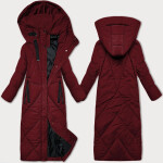 Dámská zimní bunda ve vínové bordó barvě v délce ke kolenům J Style (5M3232-1) odstíny červené L (40)