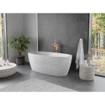 MEXEN/S - Olea volně stojící vana vzor 170 x 80, bílá, sifon a přepad růžové zlato 52821708000-60