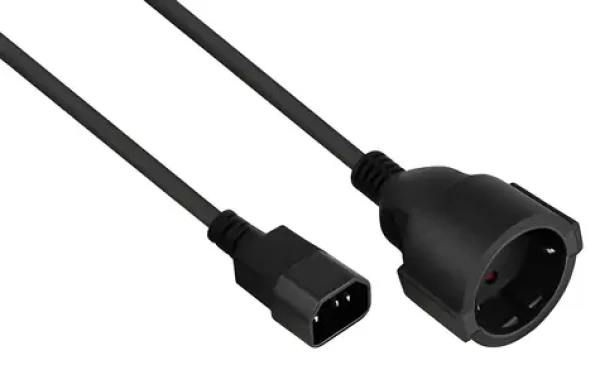 Kabelmeister Napájecí kabel IEC C14 - Schuko zásuvka 0,5 m černá / Napájecí kabel / H05VV-F / 10 A / 250 V (SK1402-S005)