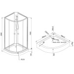 AQUALINE - AIGO čtvrtkruhový sprchový box 900x900x2040 bílý profil, čiré sklo YB93