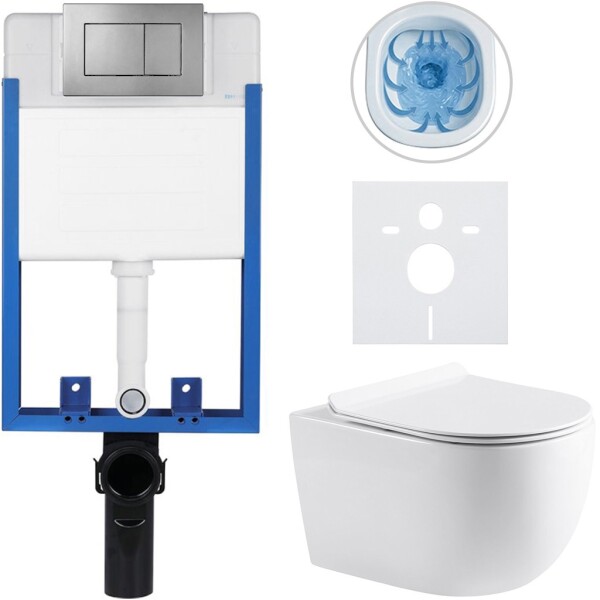 CERANO - Kompletní WC set Profi/Felci - bílá lesklá - WC tlačítko Classic/Tmavě šedá - pro zazdění - 52,5x36 CER-080359