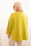 Dámská blůza Plus Size s bavlnou, kapsou a ohrnutým rukávem kiwi UNI