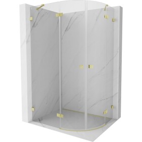 MEXEN/S - Lunar sprchový kout čtvrtkruh křídlový levá 90 x 70, transparent, zlato kartáčovaná 833-090L-070P-55-00
