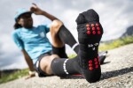 Běžecké kompresní ponožky Compressport Full Socks Winter Run Black/High Risk Red Velikost: EU