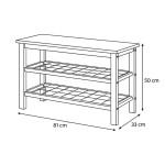 Botník 2 police, bez potahu, kov - černý matný lak