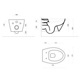 GSI - MODO závěsná WC mísa, Swirlflush, 37x52cm, černá dual-mat 981626