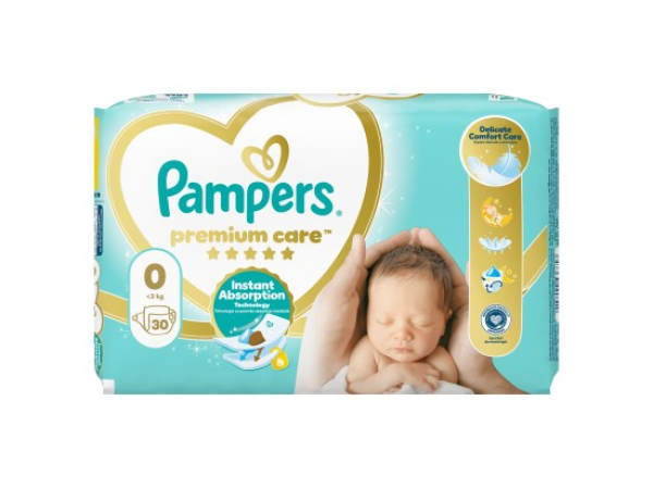 Pampers Premium Care, vel. 0, 30 ks
