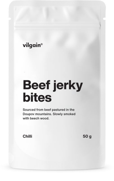 Vilgain Hovězí jerky bites – 3× chilli 50 g