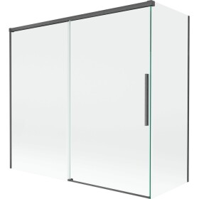 MEXEN/S - Rox vanová zástěna 2-křídlová posuvná 170 + 75 x 150, transparent, grafit kartáčovaná 8C9-170-075-66-00