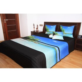 DumDekorace Přehoz na postel černo modrý pláž Šířka: 220 cm | Délka: 240 cm