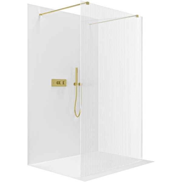 CERANO Sprchová zástěna Walk-in Onyx Duo L/P - 8 mm - hranatá vzpěra - zlatá, rýhované sklo - 120x200 cm