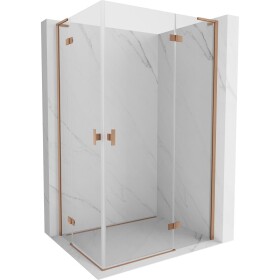 MEXEN/S - Mist-H L Duo sprchový kout dveře křídlové 110 x 115, transparent, měď kartáčovaná 8A5L-110L-115P-65-00