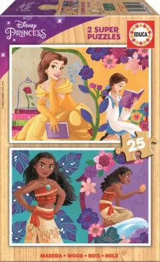 EDUCA Dřevěné puzzle Disney princezny