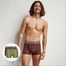 Pánské boxerky 2ks COTTON 3D FLEX AIR BOXER - DIM zeleno-hnědá XL