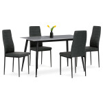 Jídelní set s 4 židlemi, 130x70x76cm mramor, ASE-1003 BK2