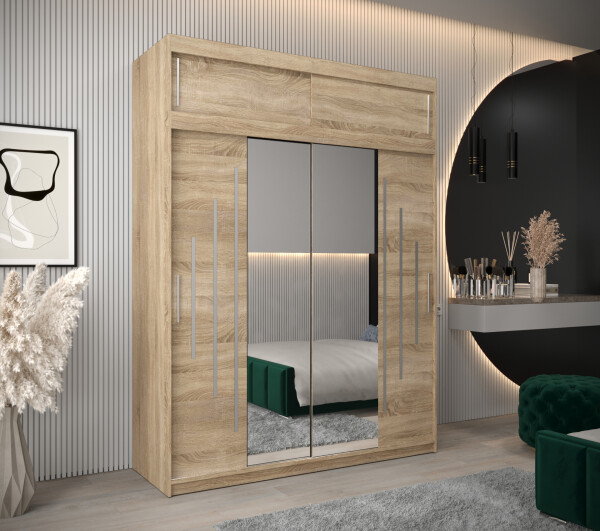 Šatní skříň Abi Y1 s nástavcem Barva korpusu: Dub Sonoma, Rozměry: 180 cm, Dveře: Dub sonoma