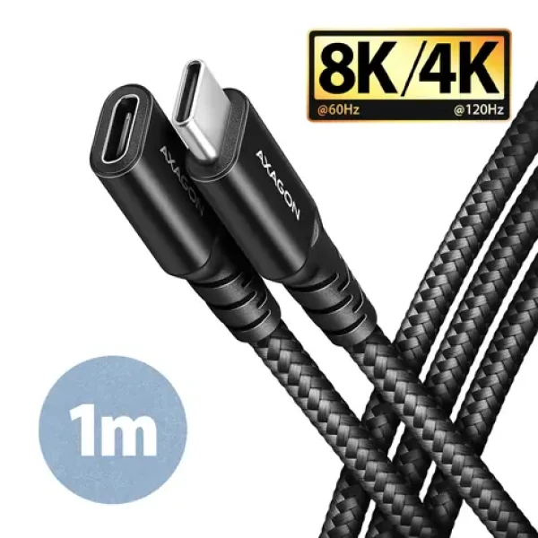 AXAGON BUCM32-CF10AB SPEED Datový kabel USB-C 3.2 (M) - USB-C (F) 240W 1m černá (BUCM32-CF10AB)