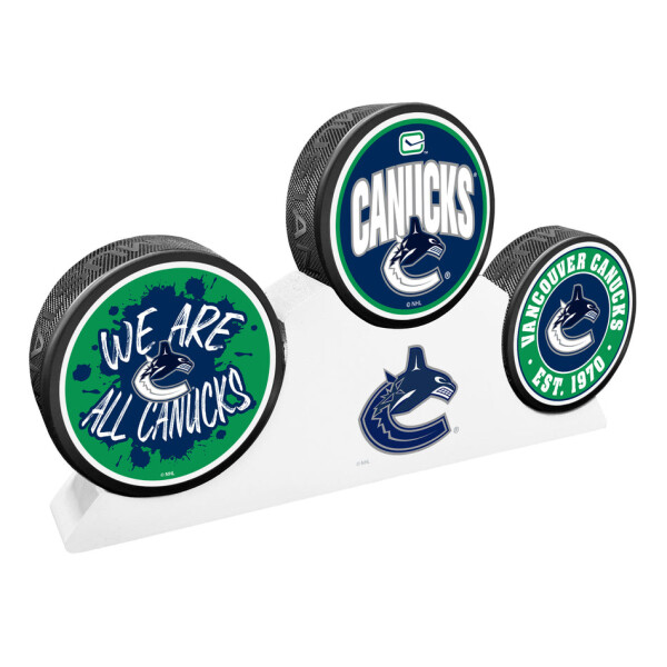 Mustang Puk Vancouver Canucks NHL 3 Puck Podium Set