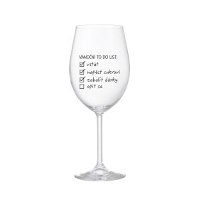 VÁNOČNÍ TODO LIST - čirá sklenice na víno 350 ml