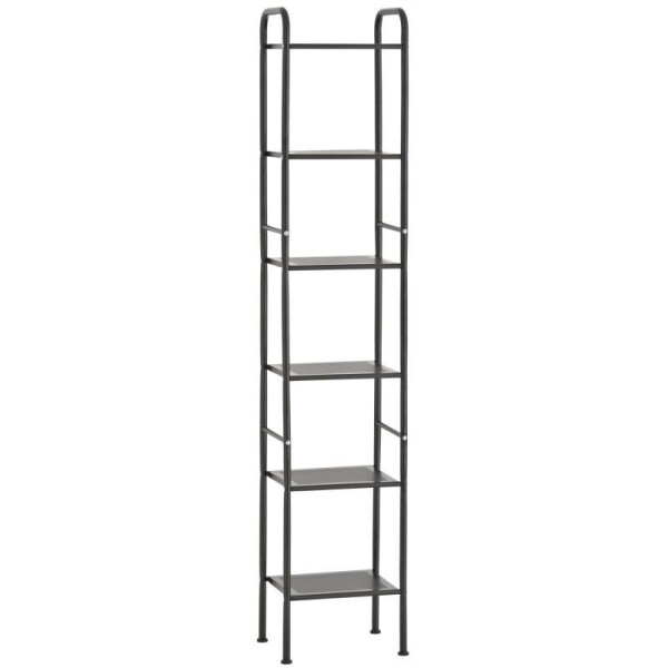 Erga Lexa, koupelnový kovový regál se 6 policemi 28x32,5x166,5 cm, černá matná, ERG-YKA-P.LEXA-BLK