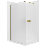 CERANO Sprchová zástěna Walk-in Onyx Cube L/P - 8 mm - hranatá vzpěra - zlatá, mléčné sklo - 90x200 cm