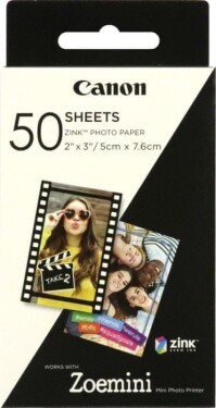 Canon ZINK Photo Paper, foto papír, lesklý, Zero Ink, bílý, 5x7,6cm, 50 ks, 3215C002, termální,bez okrajů