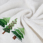 Bavlněný vánoční ručník bílý jedlemi