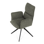 Židle jídelní, zelená látka, 360° vratný mechanismus, černý kov
