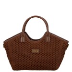 Stylová dámská háčkovaná kabelka do ruky Coveri Maggie, tmavě hnědá
