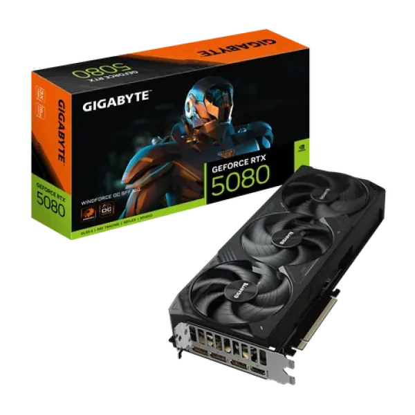 GIGABYTE GeForce RTX 5080 WINDFORCE SFF 16GB / 2670MHz / 16GB GDDR7 / 256-bit / 1x HDMI + 3x DP / 850W (16) (GV-N5080WF3OC-16GD)