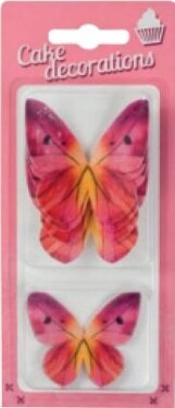 Dortisimo Dekorace z jedlého papíru Motýlci růžovo-červení (8 ks)