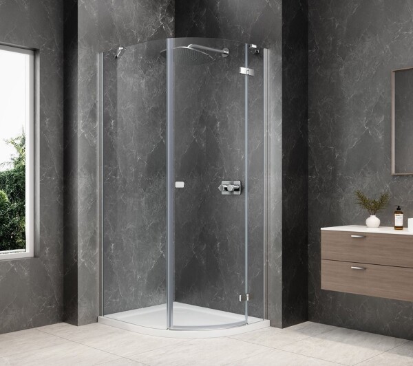 POLYSAN - GLOBE CHROME čtvrtkruhový sprchový kout 800x900, čiré sklo, pravé GB2890RC