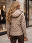 Dámská přechodová bunda s kapucí v barvě kamelové od FashionStreet TY5774 L