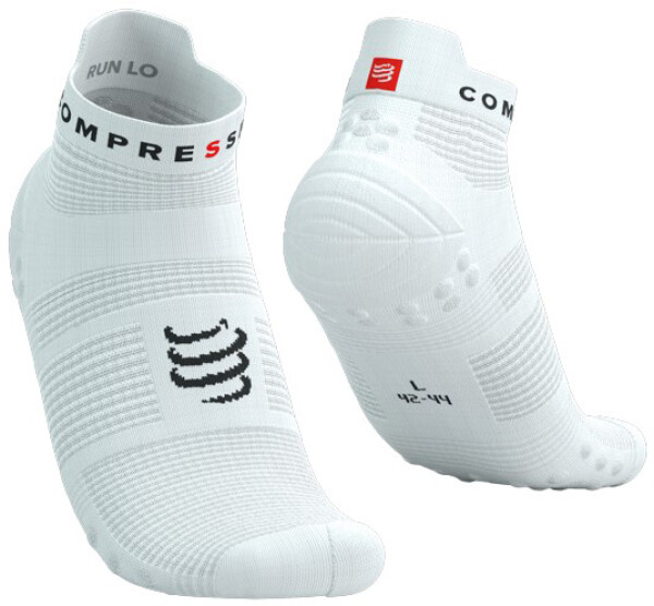 Běžecké kompresní ponožky Compressport Pro Racing Socks v4.0 Run Low - White/Black Velikost: EU 42-44