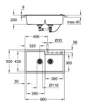 GROHE - Dřezy Kompozitní dřez K500 s automatickým odtokem, 86x50 cm, granitová černá 31649AP0