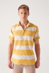 Avva Men's Mustard Cotton Short Sleeve Shirt