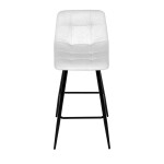 Židle barová, bílá látka, čtyřnohá kovová podnož, černý mat