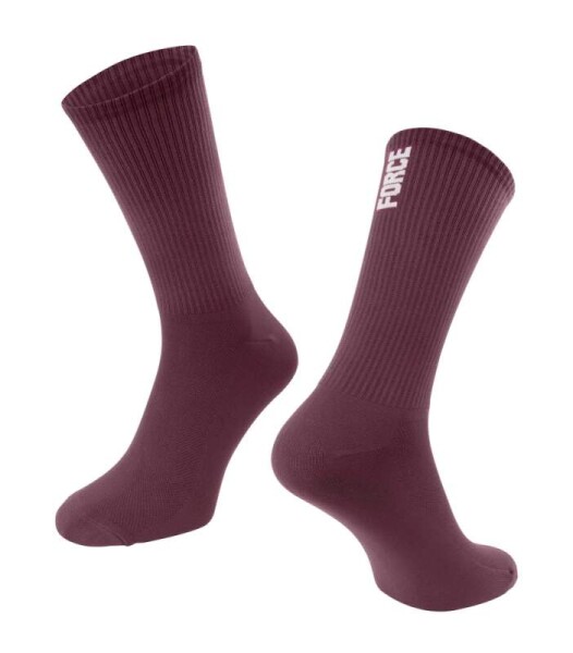 Ponožky FORCE LONGER SLIM, vínové (barva vínová, velikost L/XL)